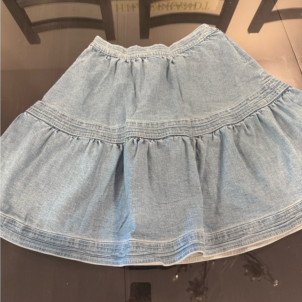 Source Unknown Light Blue Denim Circle Skirt